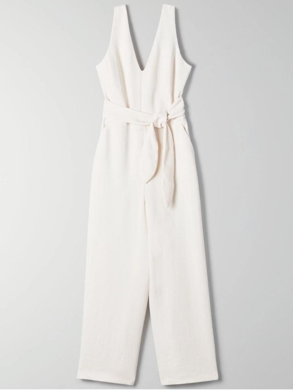 Aritzia Wilfred Ecoulement Cream & White Sleeveless Jumpsuit - Picture 2 of 16